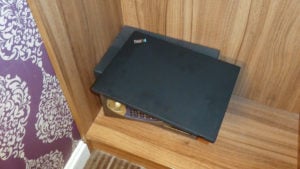 Laptop on top of too small safe